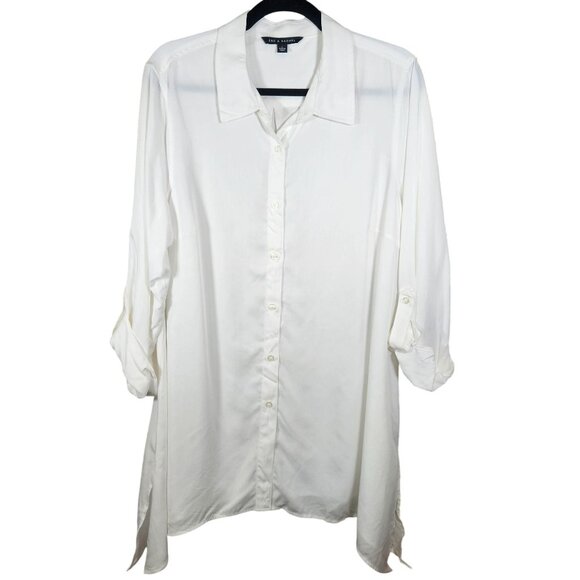 Zac Rachel Women Soft White Button Tunic Shirt Dress L Clean Girl Utility Layer - Picture 2 of 13